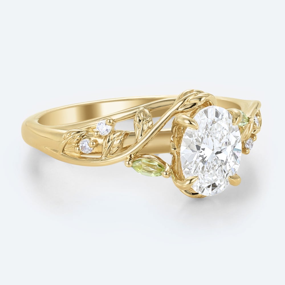 Lab Grown Diamonds Oval Engagement Rings Gold Promise Ring