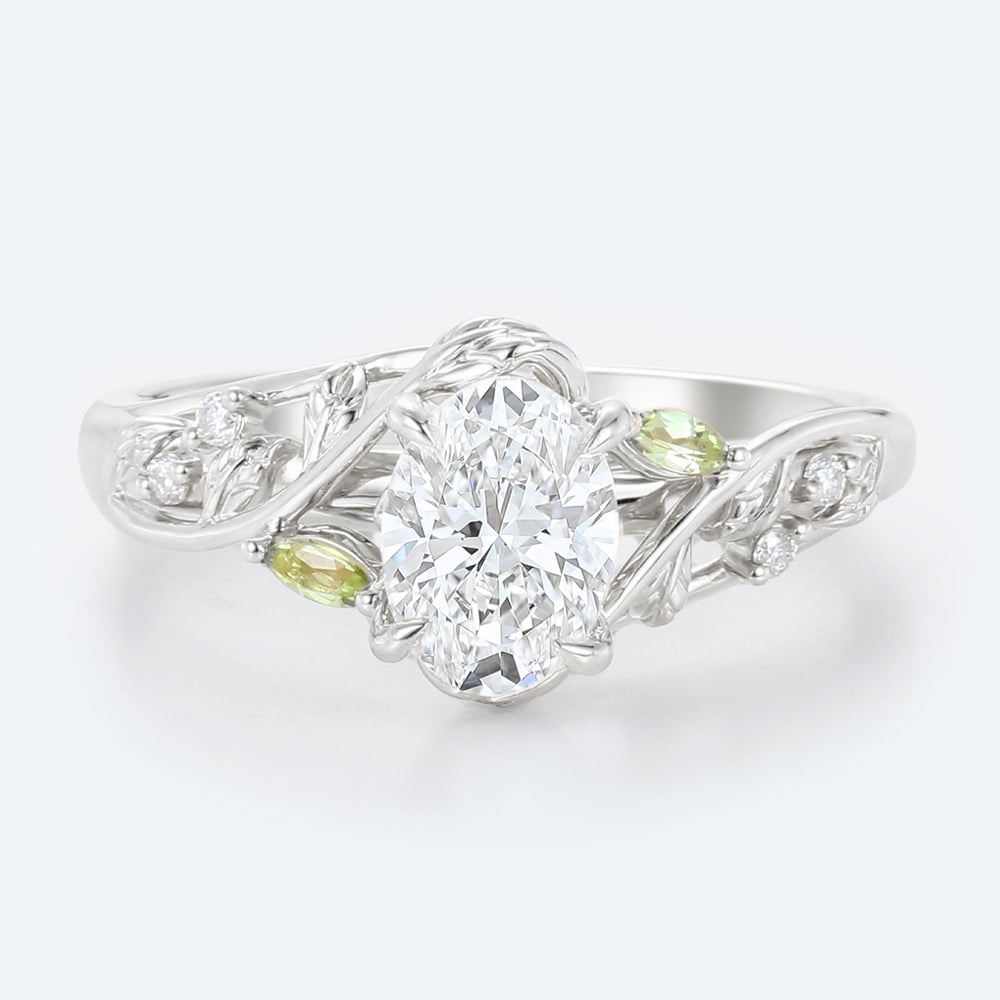 Lab Grown Diamonds Oval Engagement Rings Gold Promise Ring