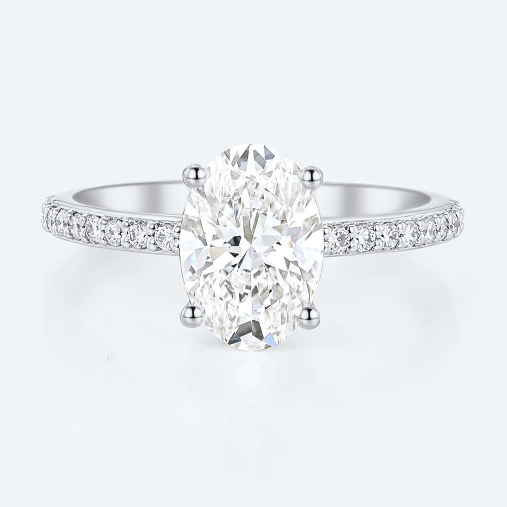 Engagement Ring Oval Diamonds Lab Created Simple Gold Rings