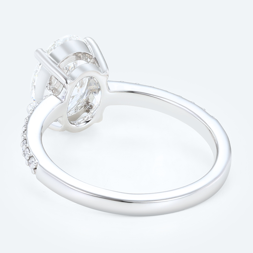 Oval Diamond Ring 1.5ct Pave Lab Diamond Engagement Ring in white gold