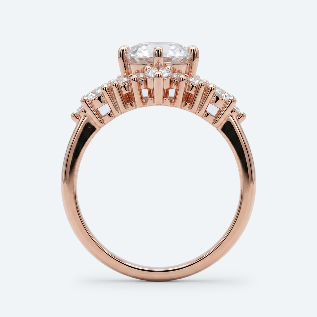 Oval Cut Lab Grown Diamond Semi-Halo 6-Prong Engagement Ring in Yellow Gold (7)