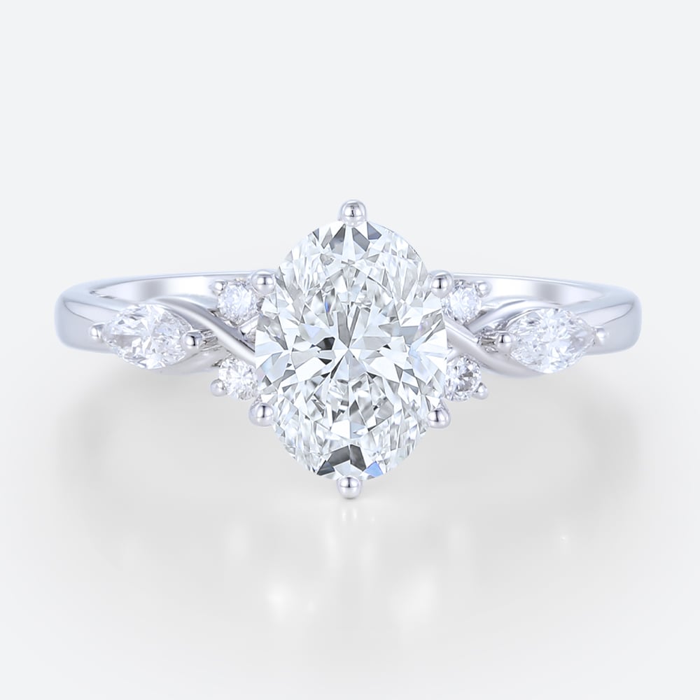 Oval 1.5ct Lab Diamond Ring Unique 6-Prong Engagement Rings in White Gold