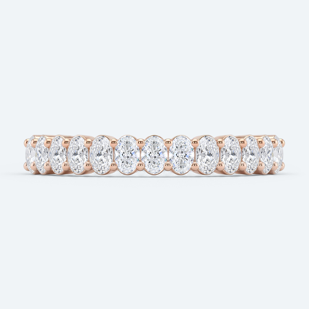 Oval Cut Lab Grown Diamond Wedding Bands Half Eternity Stacked Wedding Rings