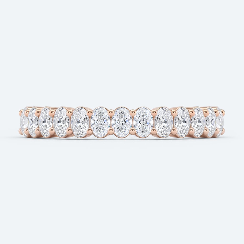 Oval Cut Lab Grown Diamond Wedding Bands Half Eternity Stacked Wedding Rings