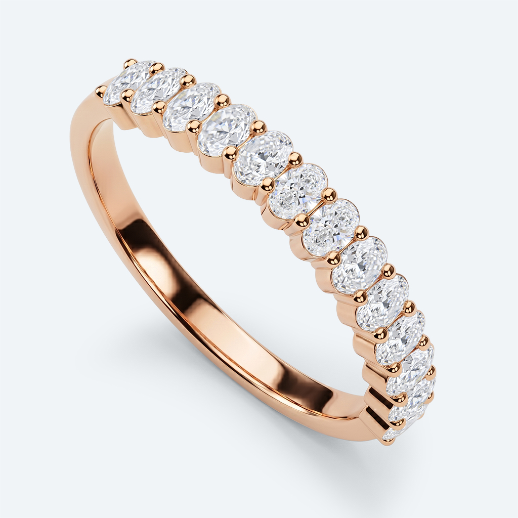 Oval Cut Lab Grown Diamond Wedding Bands Half Eternity Stacked Wedding Rings