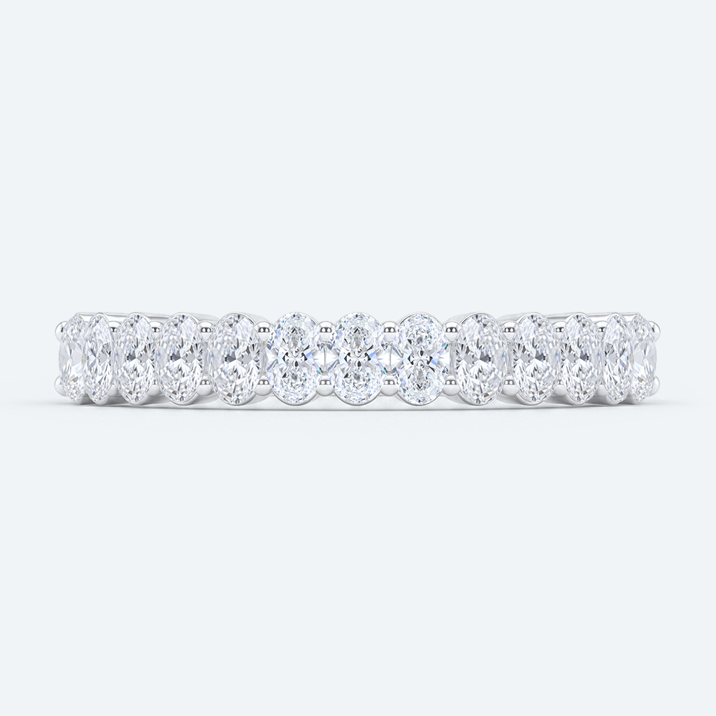 Oval Cut Lab Grown Diamond Wedding Bands Half Eternity Stacked Wedding Rings