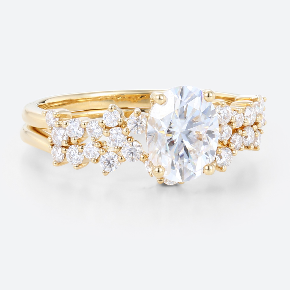 2 Carat Lab Grown Diamond Ring Set Promise Women's Rings