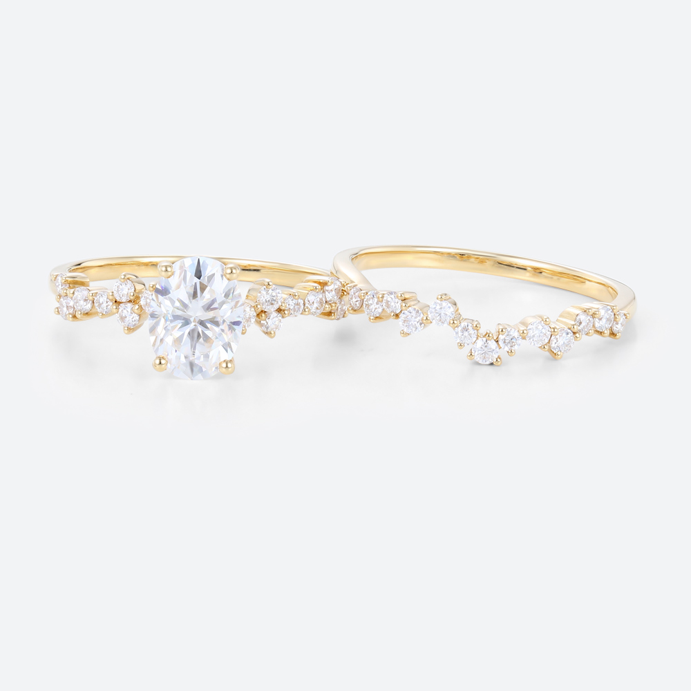 2 Carat Lab Grown Diamond Ring Set Promise Women's Rings