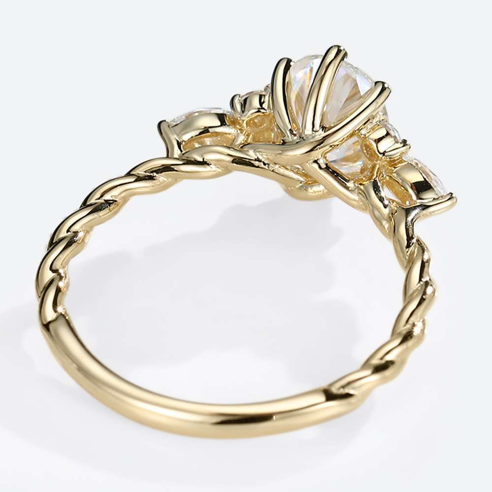 1ct Moissanite Oval Engagement Rings Twisted Ladies Yellow Gold Rings