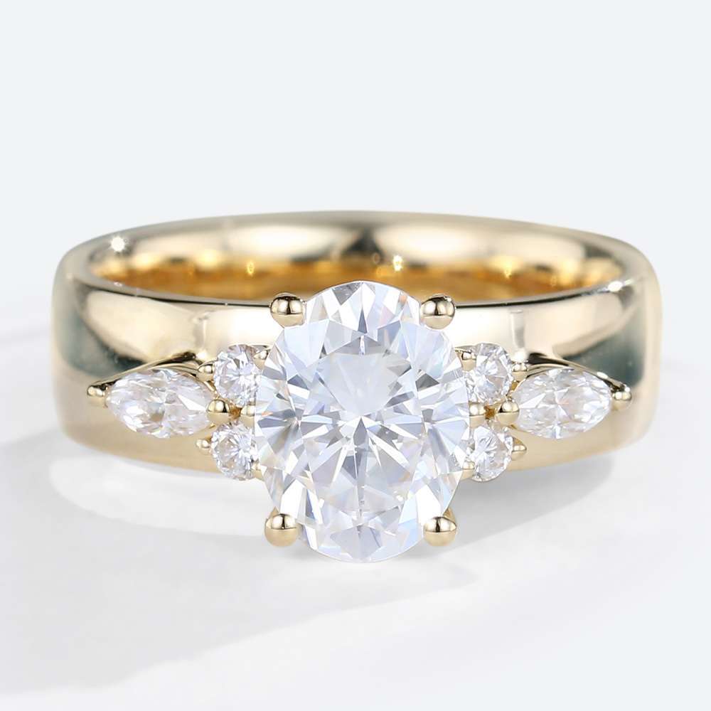 White Gold Moissanite Ring Yellow Gold Engagement Rings Oval
