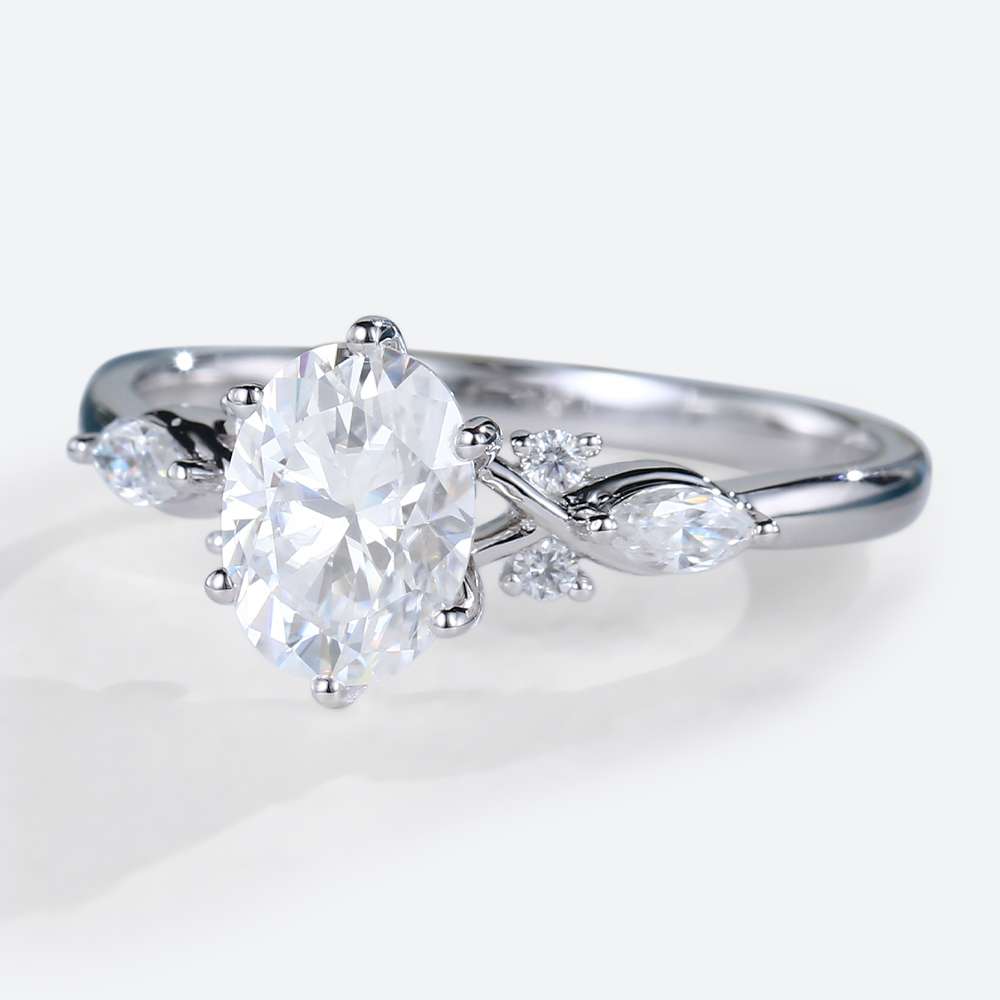 Moissanite Oval Ring Classic White Gold Oval Engagement Rings