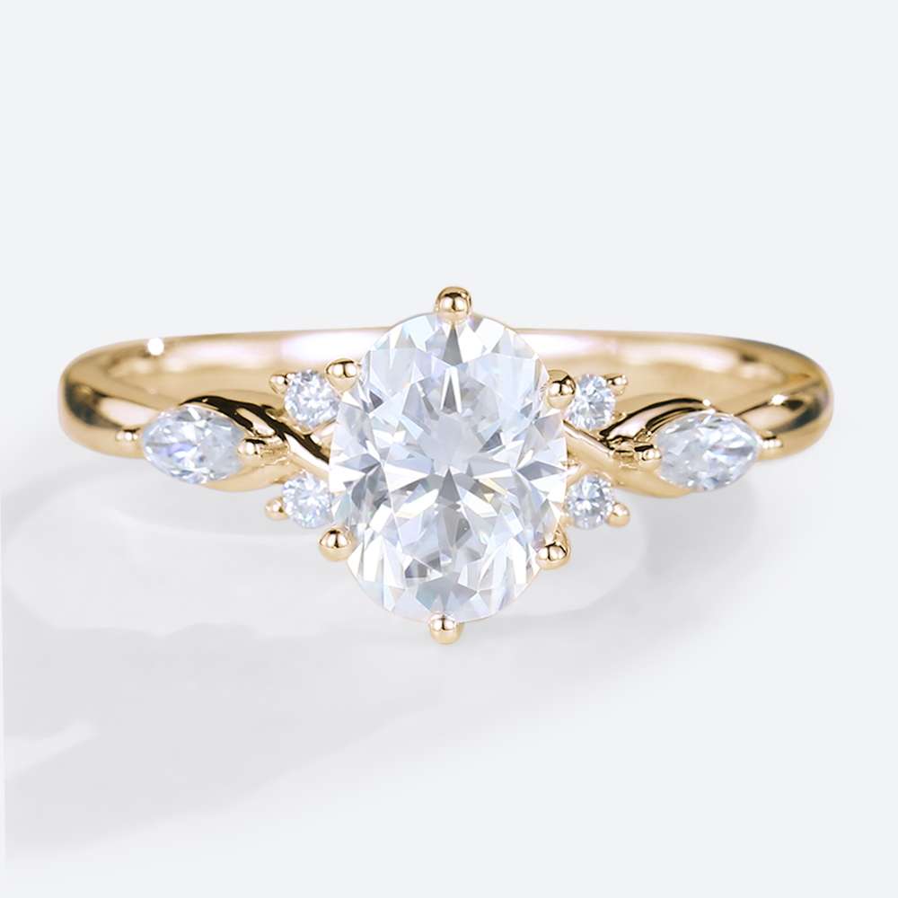 Moissanite Oval Ring Classic White Gold Oval Engagement Rings