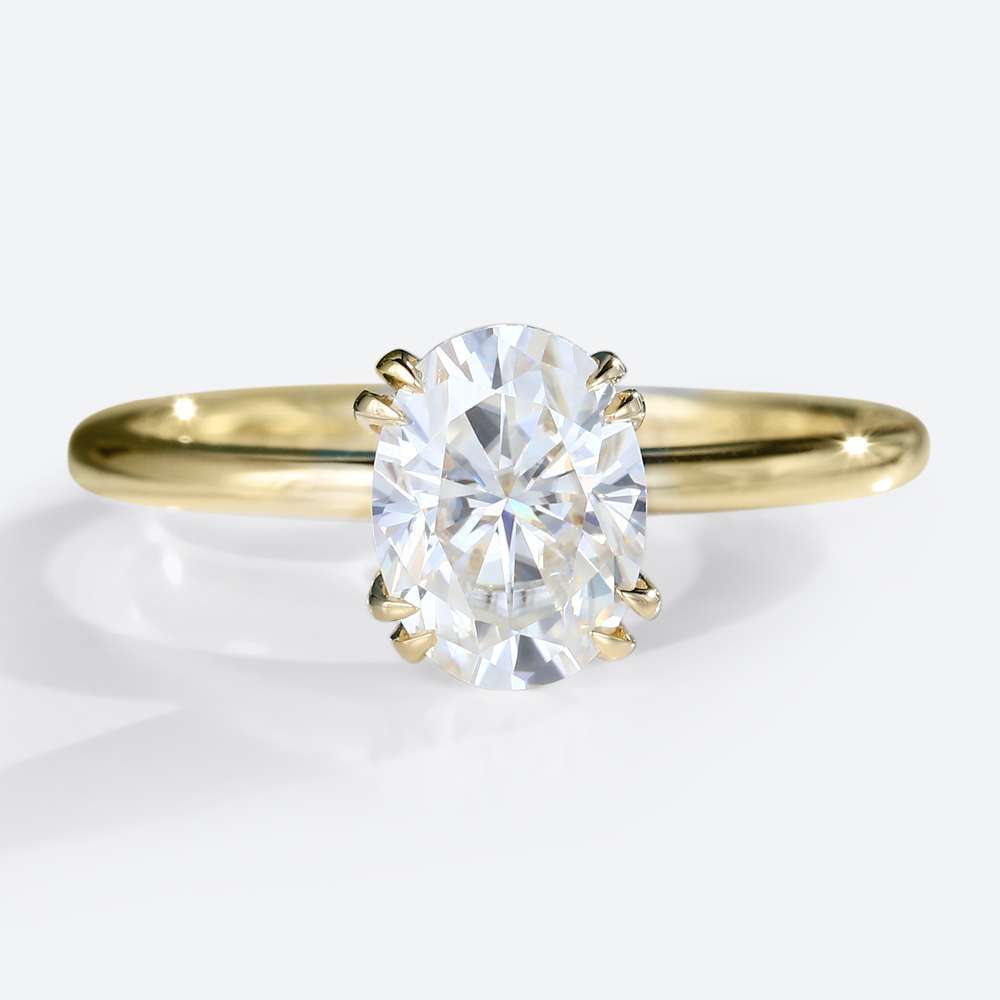Moissanite Solitaire Ring Unique Yellow Gold Engagement Rings
