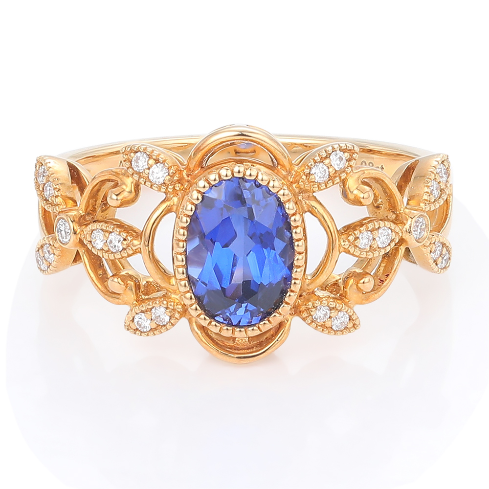 Sapphire And Diamond Ring Oval Ring Vintage Style Wedding Rings