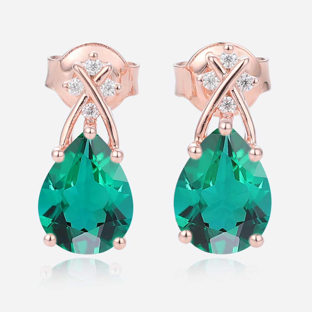 Pear Cut Birthstone Earring Crossed Charm Stud Earrings