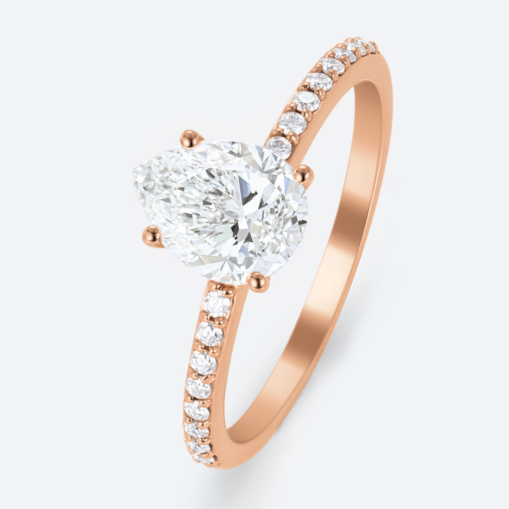 Pear Cut Lab Grown Diamond Classic Pavé 4-Prong Engagement Promise Ring (8)