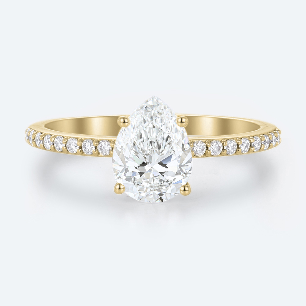 Pear Cut Lab Grown Diamond Classic Pavé 4-Prong Engagement Promise Ring (8)