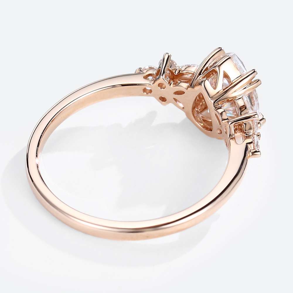 Pear Moissanite Ring Vintage Rose Gold Engagement Rings