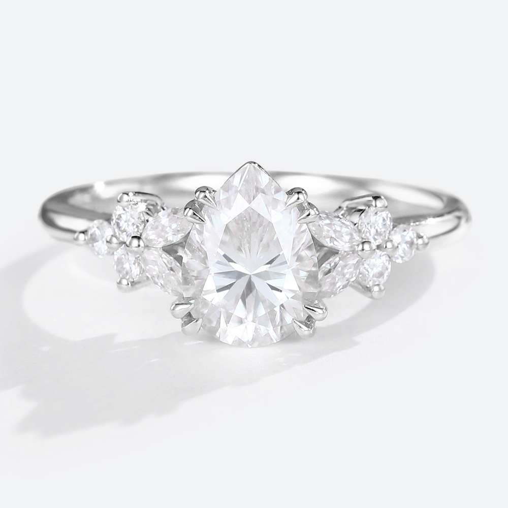 Pear Moissanite Ring Vintage Rose Gold Engagement Rings