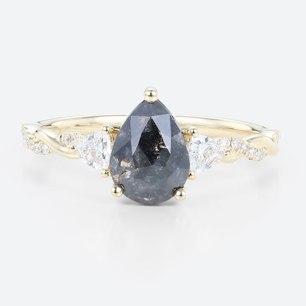 Salt N Pepper Diamond Unique Yellow Gold Pave Diamond Rings