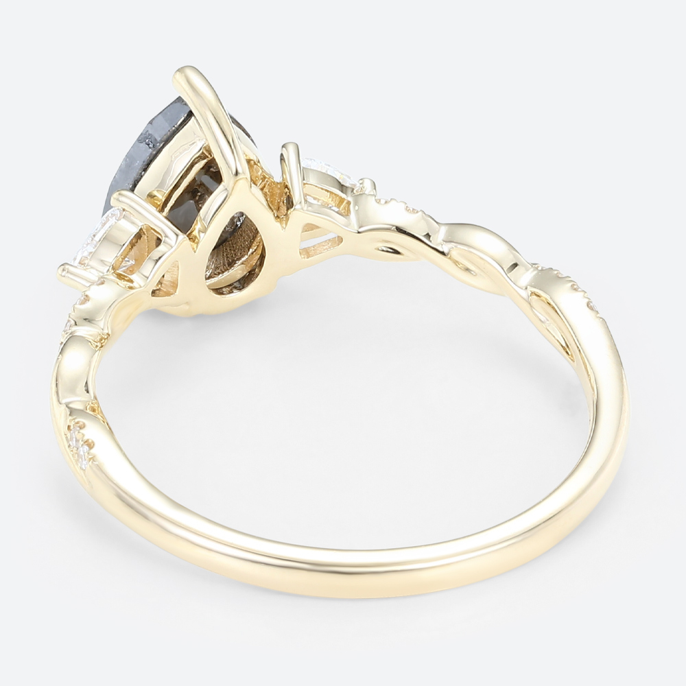 Salt N Pepper Diamond Unique Yellow Gold Pave Diamond Rings