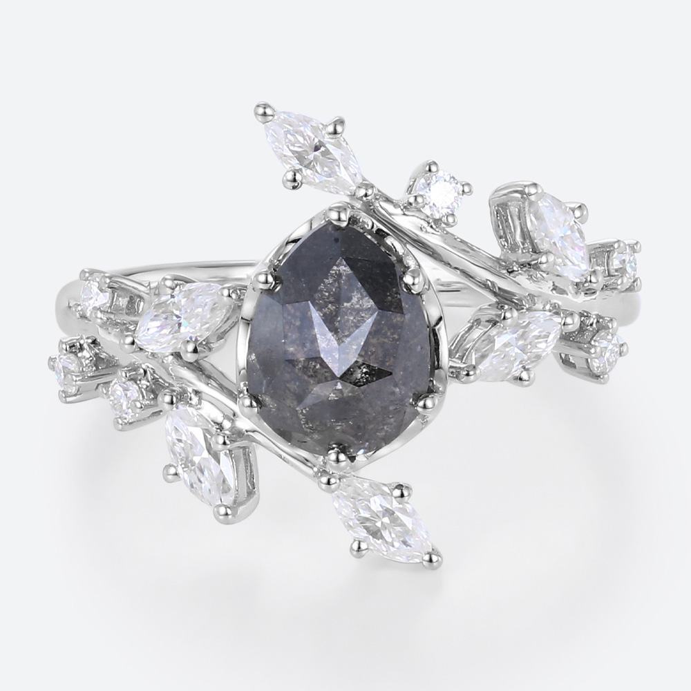 Salt And Pepper Diamond Engagement Ring