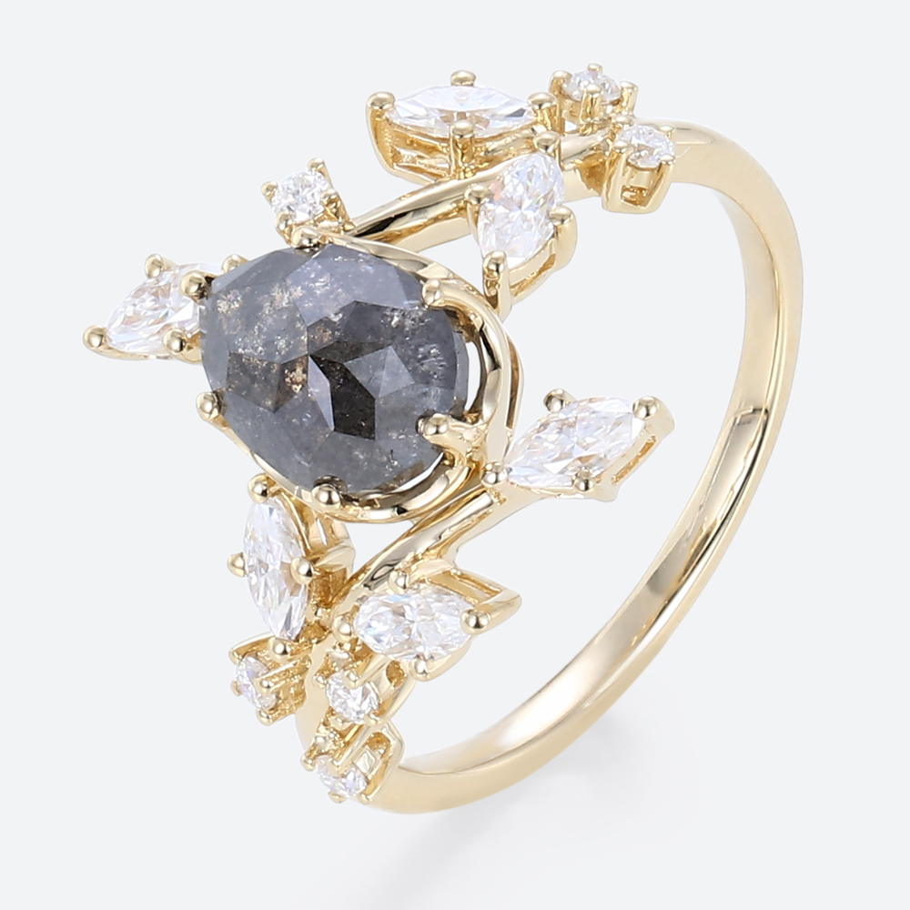 Salt And Pepper Diamond Engagement Ring