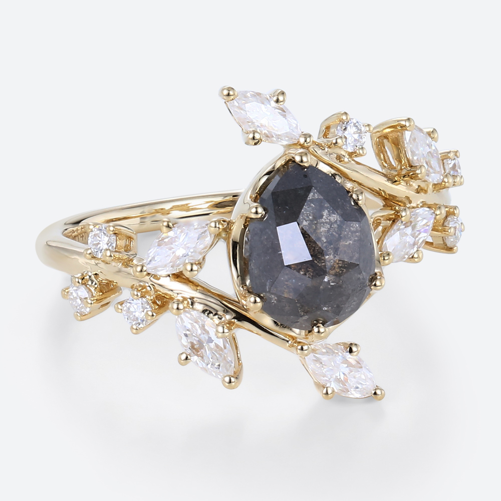 Salt And Pepper Diamond Engagement Ring
