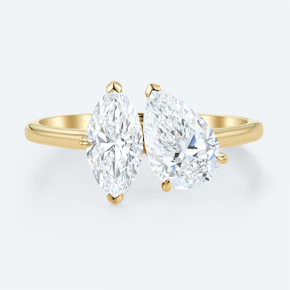 Toi et Moi Lab Diamond Ring 2Ct Pear Shaped Lab Diamond Rings