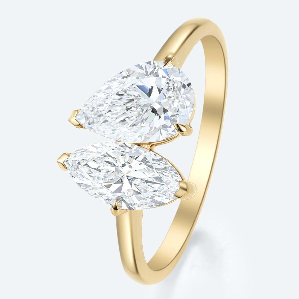 Toi et Moi Lab Diamond Ring 2Ct Pear Shaped Lab Diamond Rings