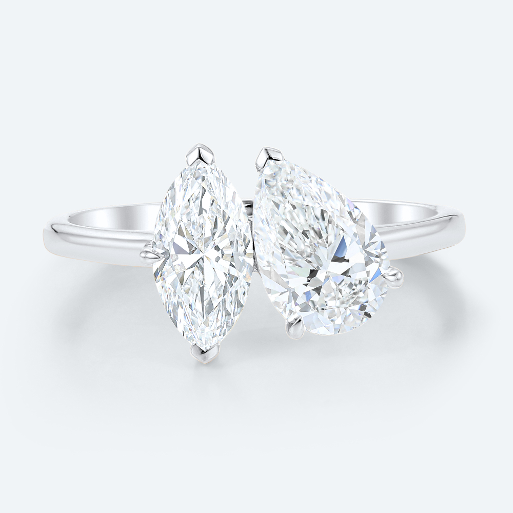 Toi et Moi Lab Diamond Ring 2Ct Pear Shaped Lab Diamond Rings