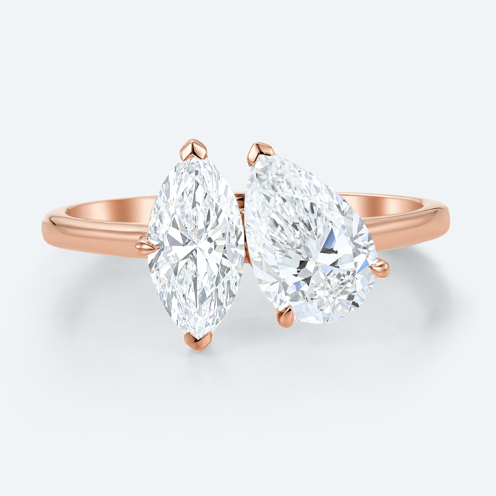 Toi et Moi Lab Diamond Ring 2Ct Pear Shaped Lab Diamond Rings