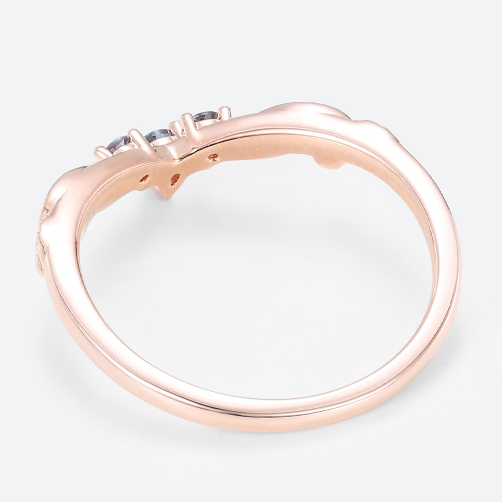 Alexandrite Stone Ring with V Shape Simple Wedding Rings