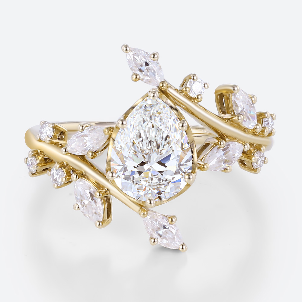 1 Carat Lab Diamond Engagement Ring Pear Cut 6-Prong Rings