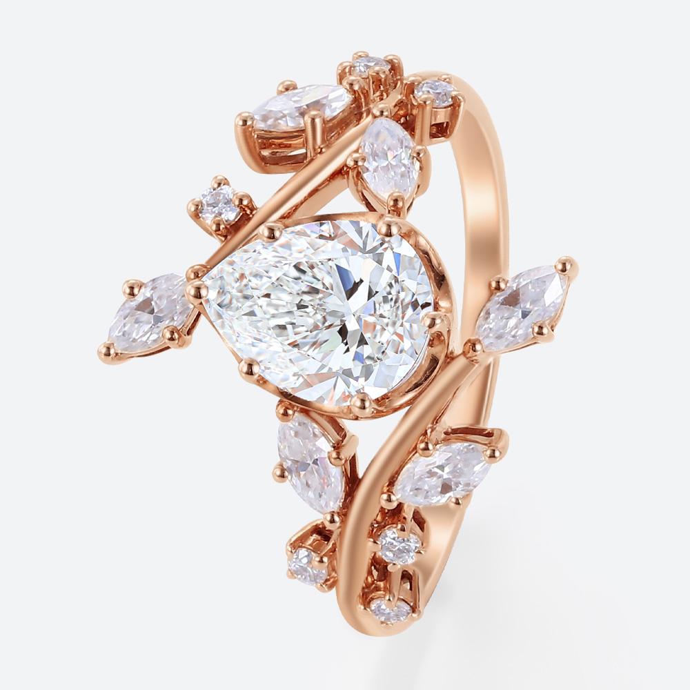 1 Carat Lab Diamond Engagement Ring Pear Cut 6-Prong Rings