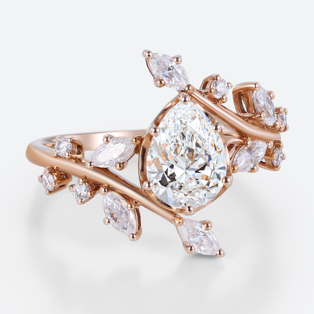 1 Carat Lab Diamond Engagement Ring Pear Cut 6-Prong Rings