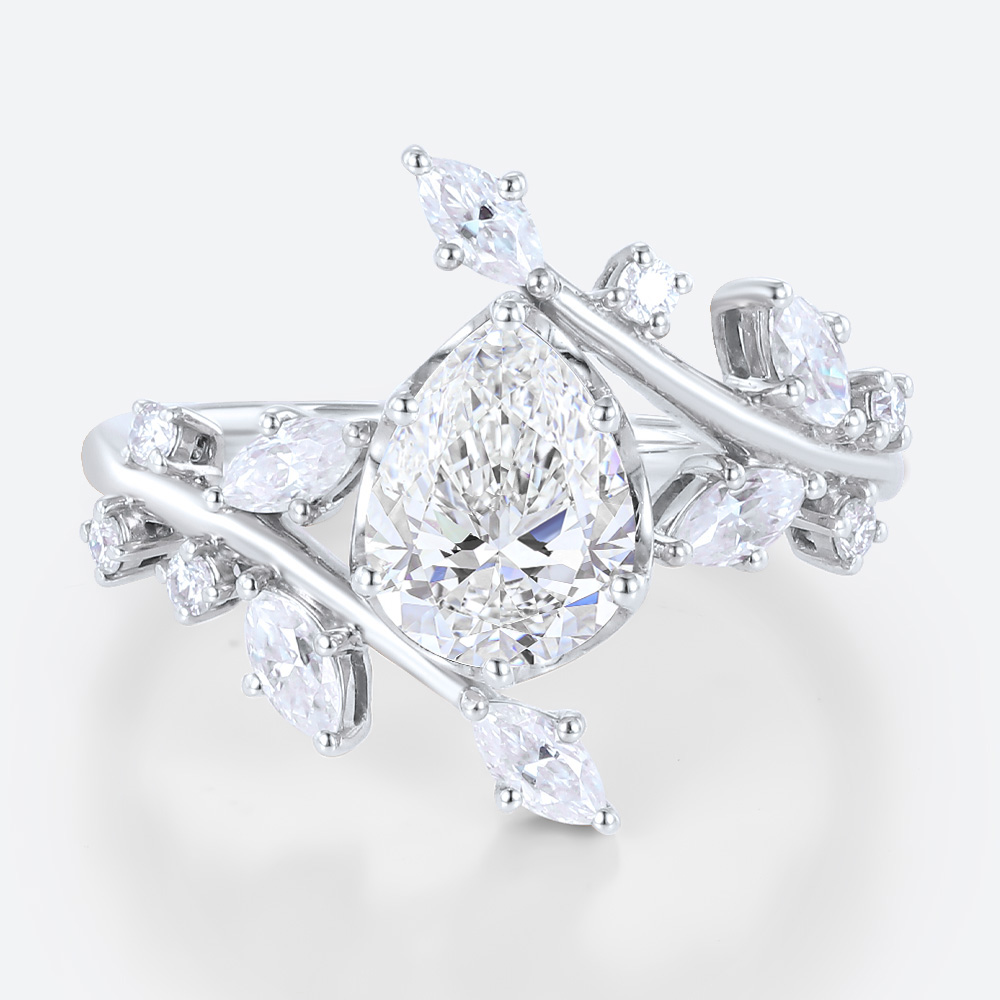 1 Carat Lab Diamond Engagement Ring Pear Cut 6-Prong Rings