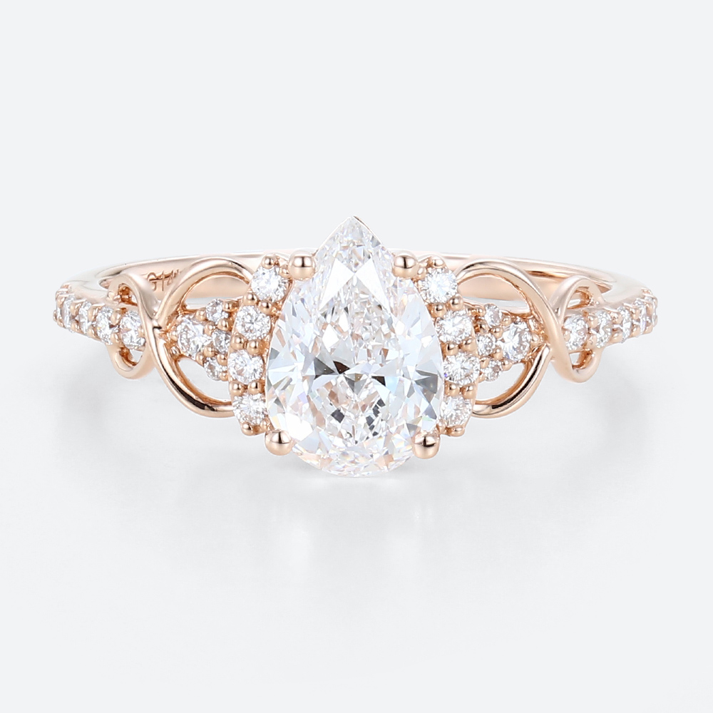 Rose Gold Pear Shaped Engagement Ring Lab Grown Diamond