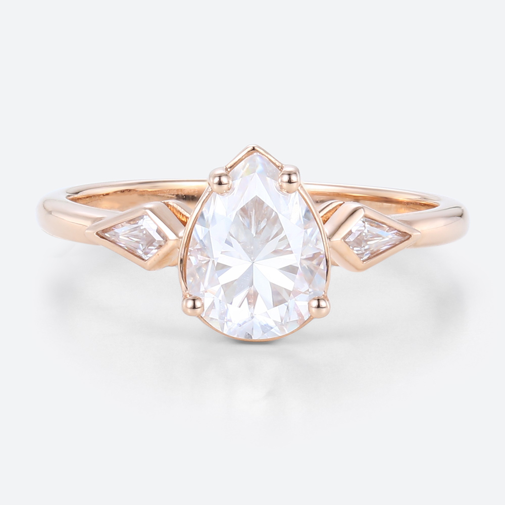 Three Stone Engagement Ring Diamond Lab Diamonds Pear Ring