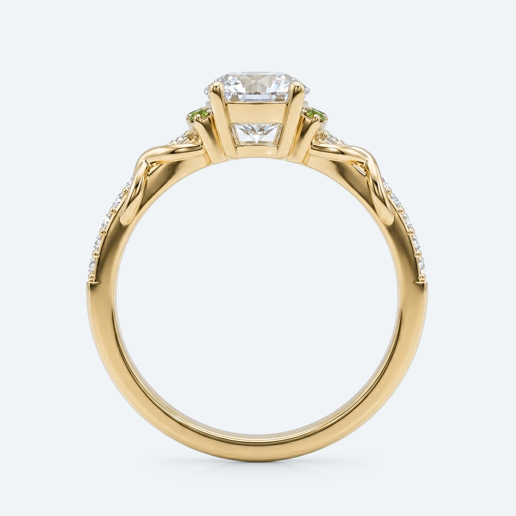 Pear Shaped Lab Grown Diamond Infinity Cluster 4 Prong Engagement Ring in Yellow Gold (5)