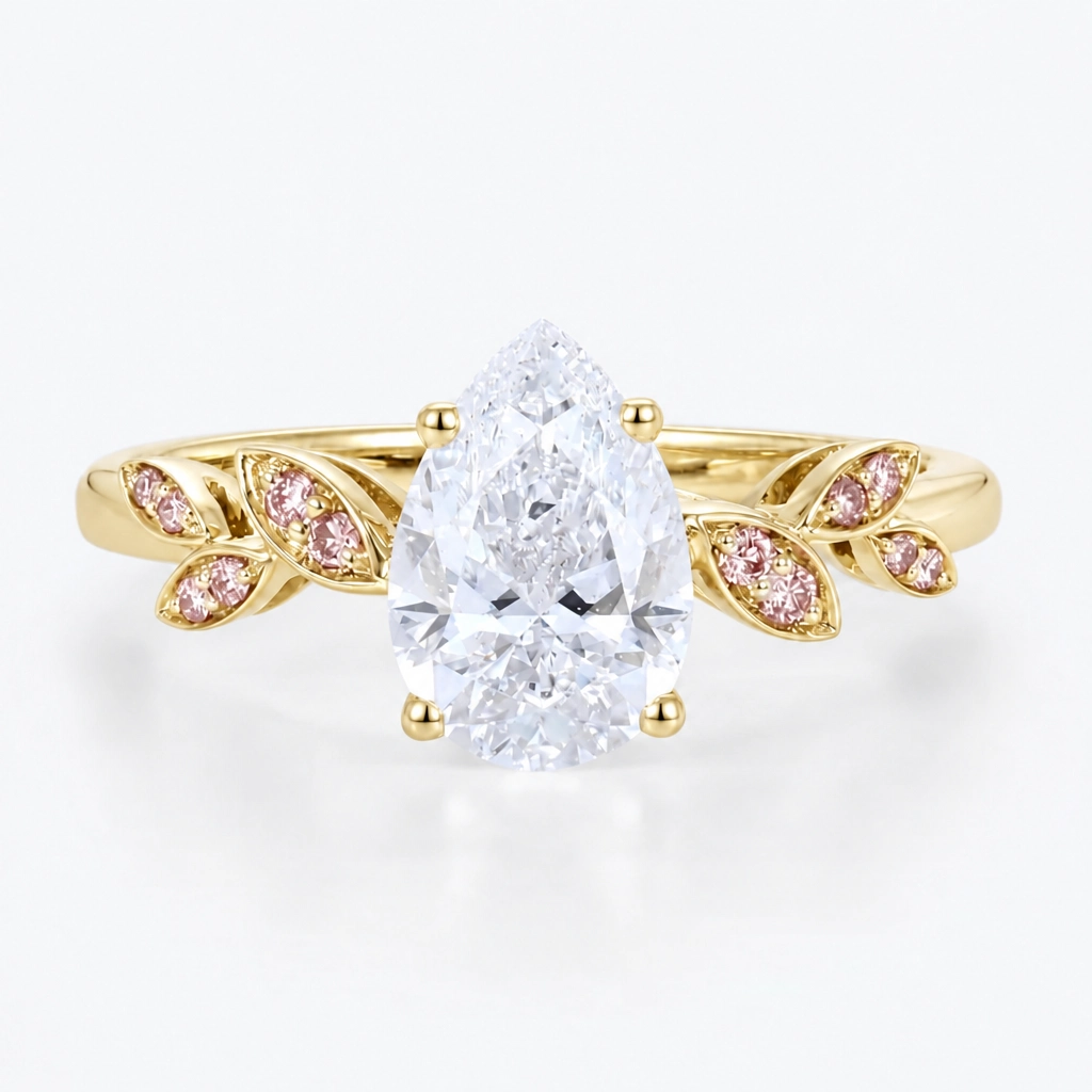1.5ct Pear Cut Lab Grown Diamond Navette Engagement Ring in White Gold