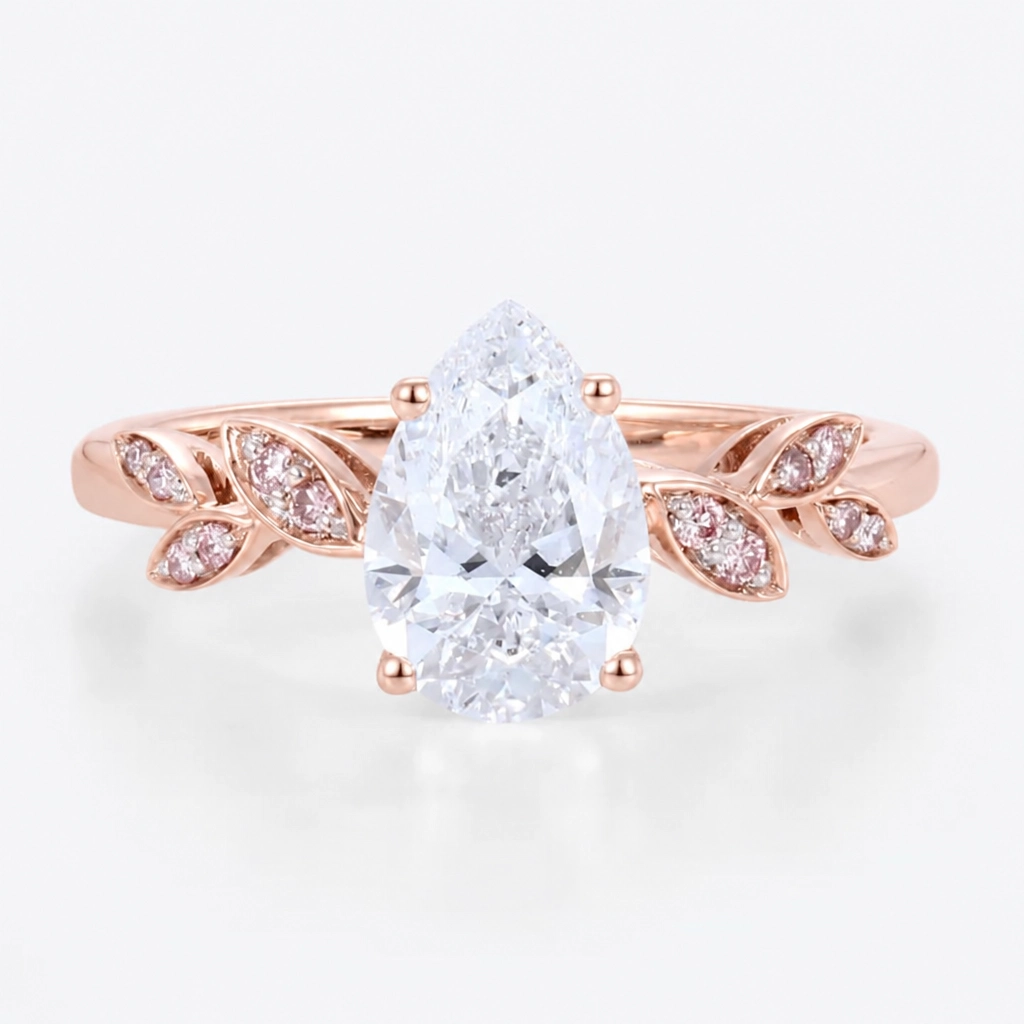 1.5ct Pear Cut Lab Grown Diamond Navette Engagement Ring in White Gold
