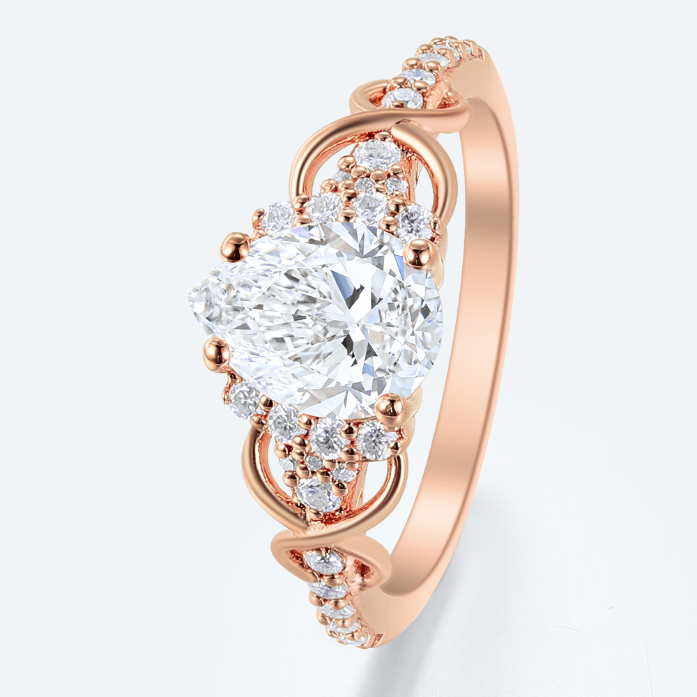 Pear Cut Lab Diamond Engagement Ring with Vintage Filigree Band