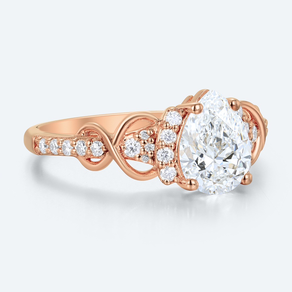 Pear Cut Lab Diamond Engagement Ring with Vintage Filigree Band