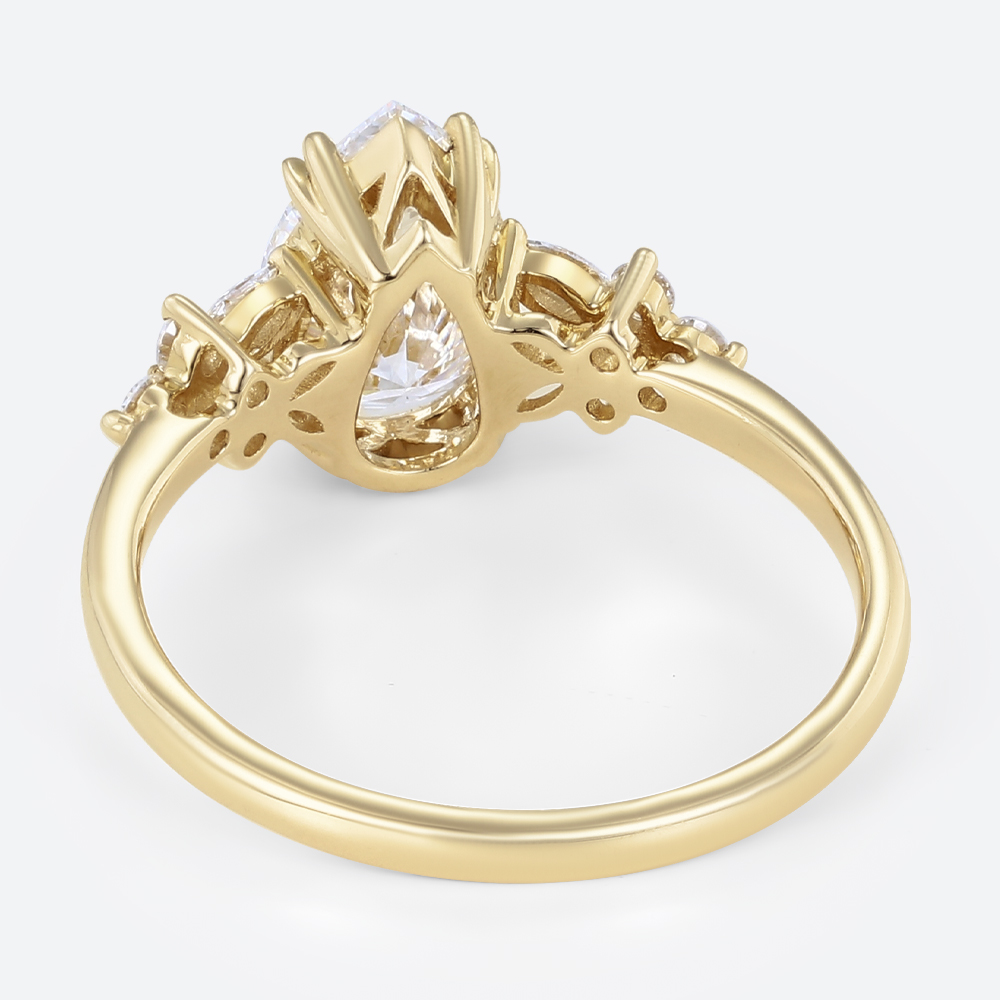 1.5CT Yellow Gold Pear Shaped Lab Grown Diamond Engagement Ring