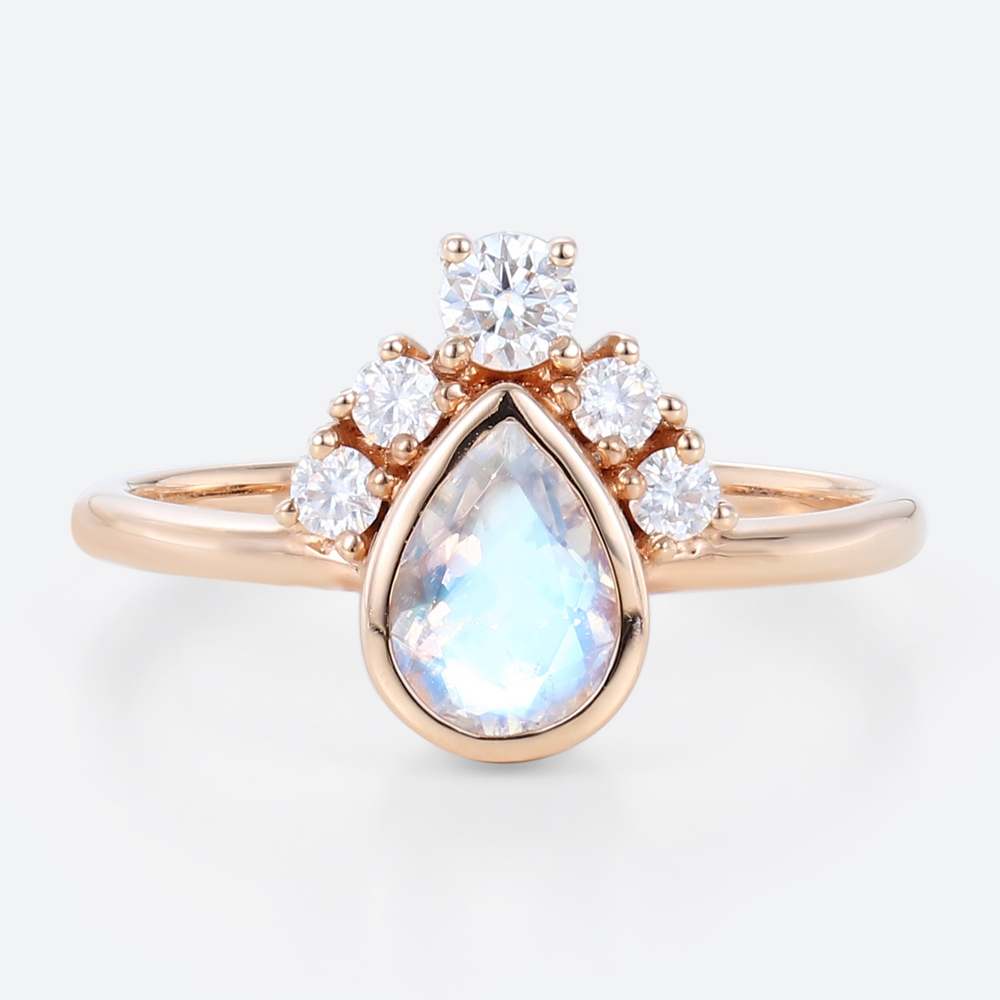 Gold Promise Ring Moonstone Rings Bezel Set Engagement Ring