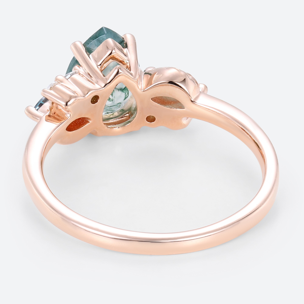 Wedding Band for Pear Shaped Ring Rose Gold Multi Gemstone Ring