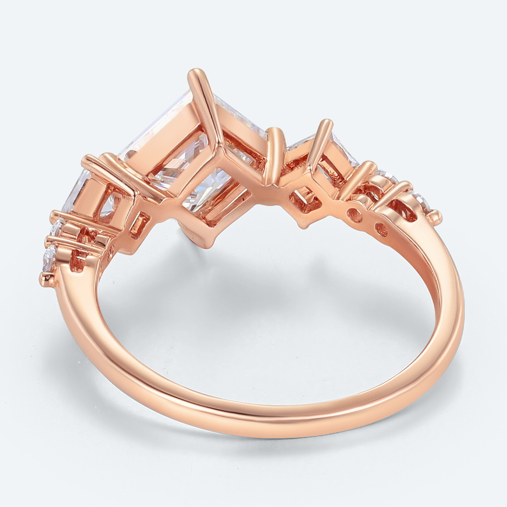 Princess Cut Lab Grown Diamond Art Deco 4-Prong Engagement Ring (3)