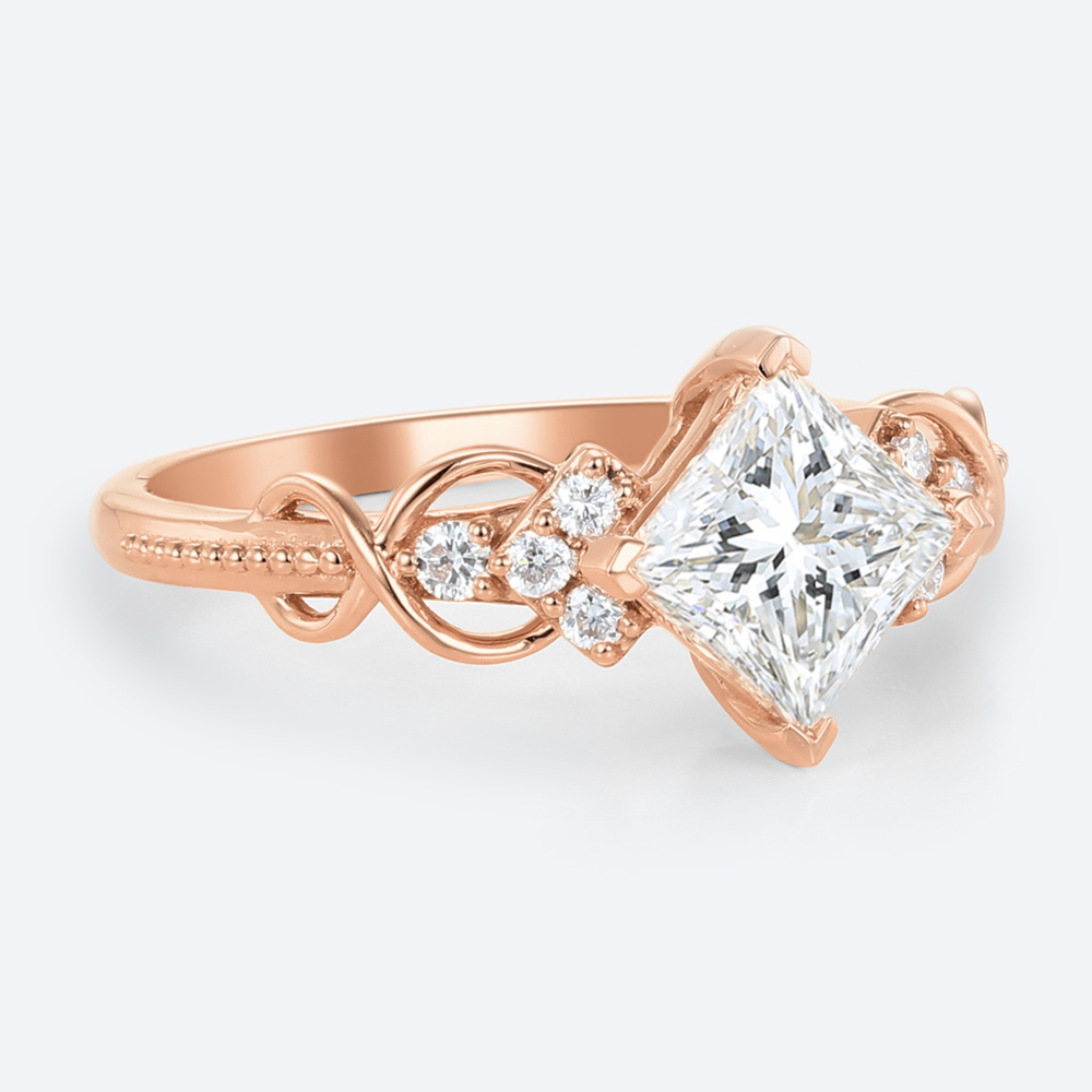 Princess Cut Lab Diamond Promise Ring Infinity Engagement Ring