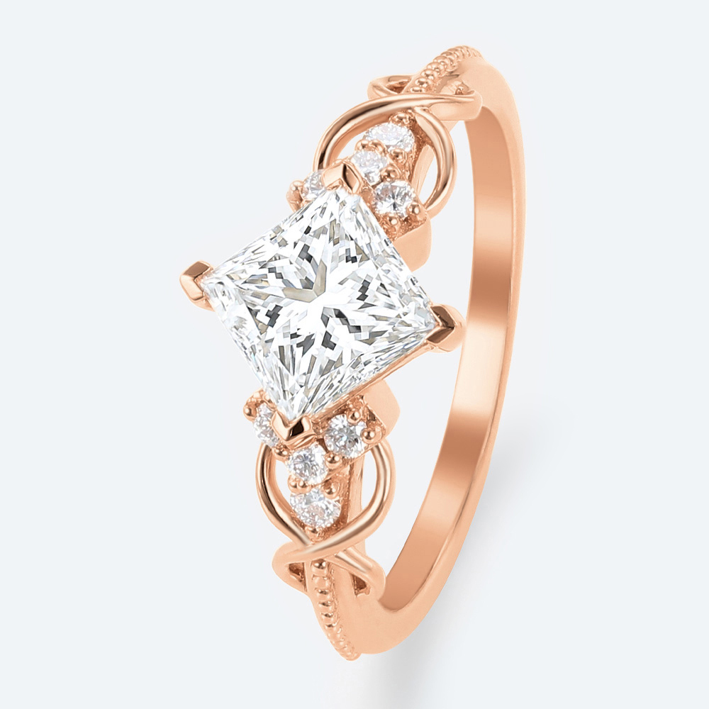 Princess Cut Lab Diamond Promise Ring Infinity Engagement Ring